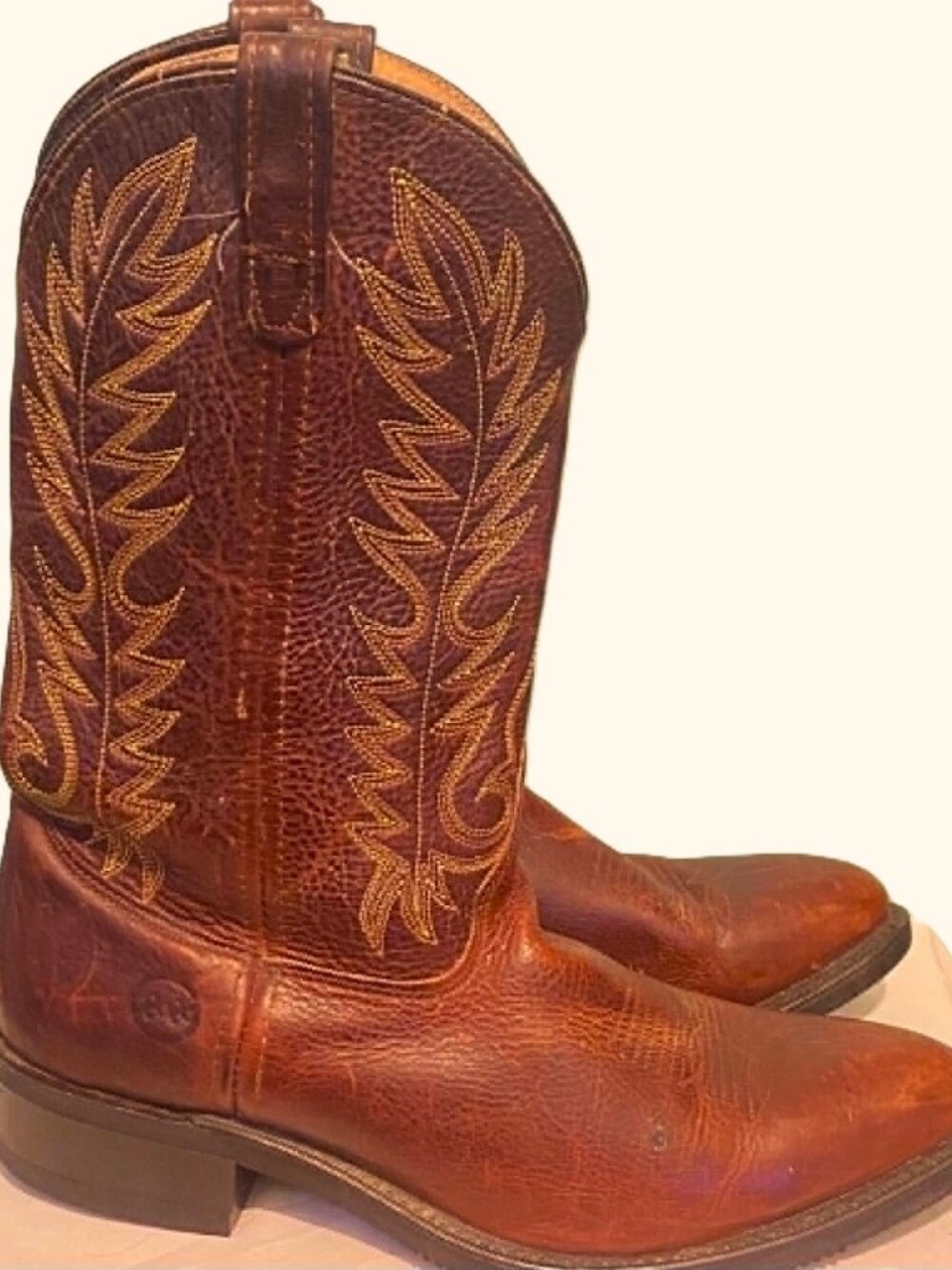 Double H 3203 Mark Western Cowboy Boots Men's 11.5 EE Brown Leather Pull Work